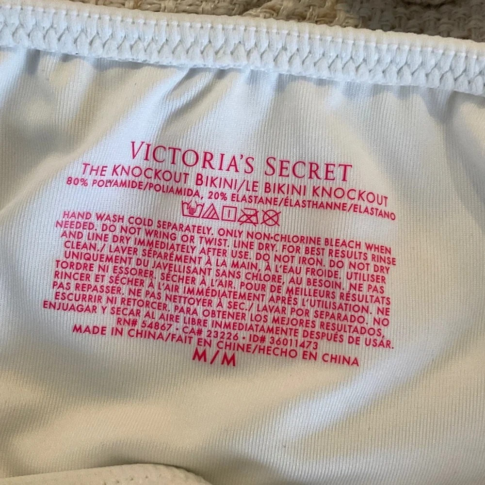 Victoria's Secret White Bikini with Pink Logo Print - Picture 2 of 3